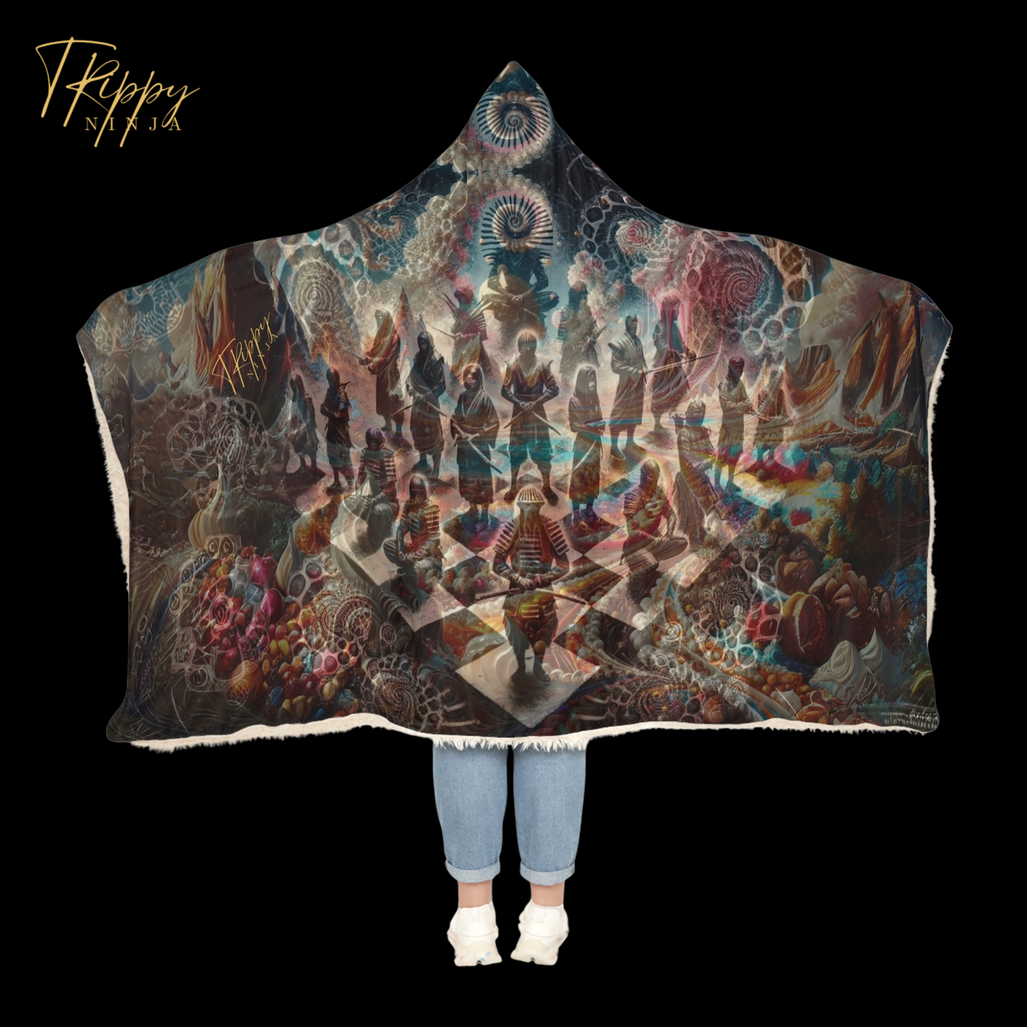 Candy Dreamscape Ninja Chessboard Hooded Blanket