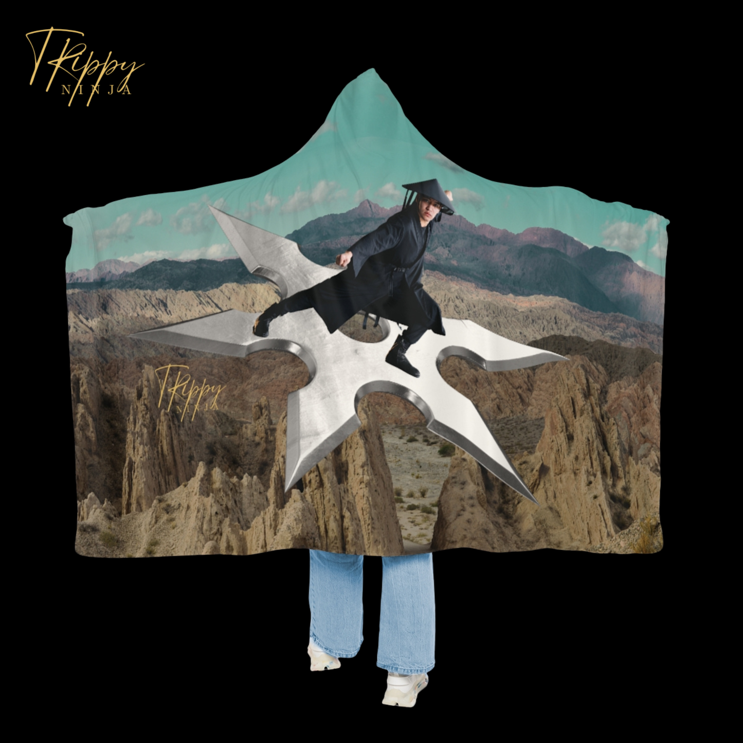 Trippy Ninja Shuriken Rider Snuggle Blanket